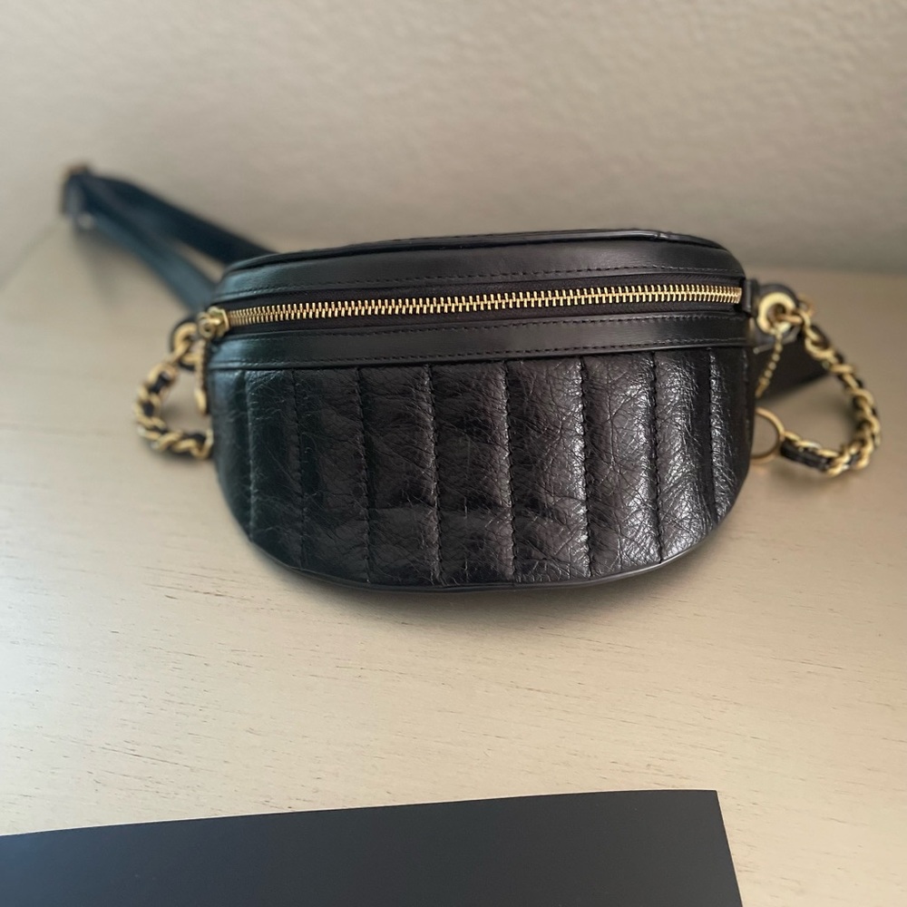 Coach Black Quilted Chain Belt Bag